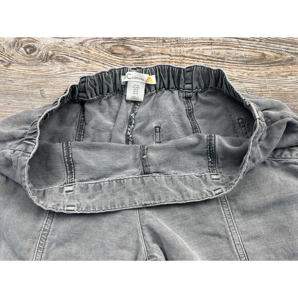 C&C California Women's MED Grey Linen Blend Cuffed Ankle Pants Nautical Beachy - Picture 3 of 13